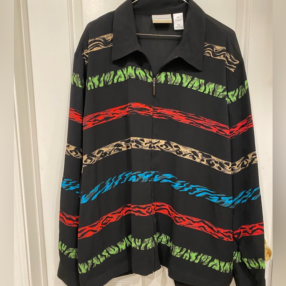 Alfred Dunner Women’s Black Multicolor Striped Dressy Jacket